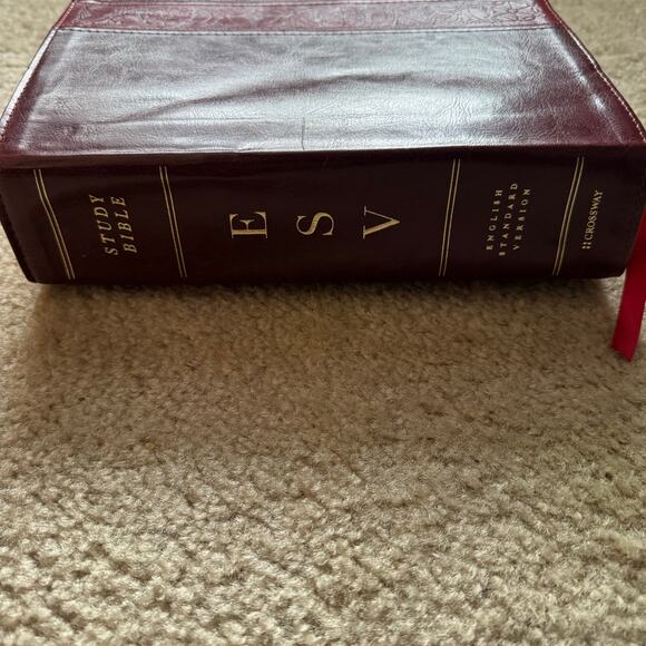 English Standard Version ESV Study Bible Tru Tone Cover Embossed Burgundy Red - Picture 2 of 12